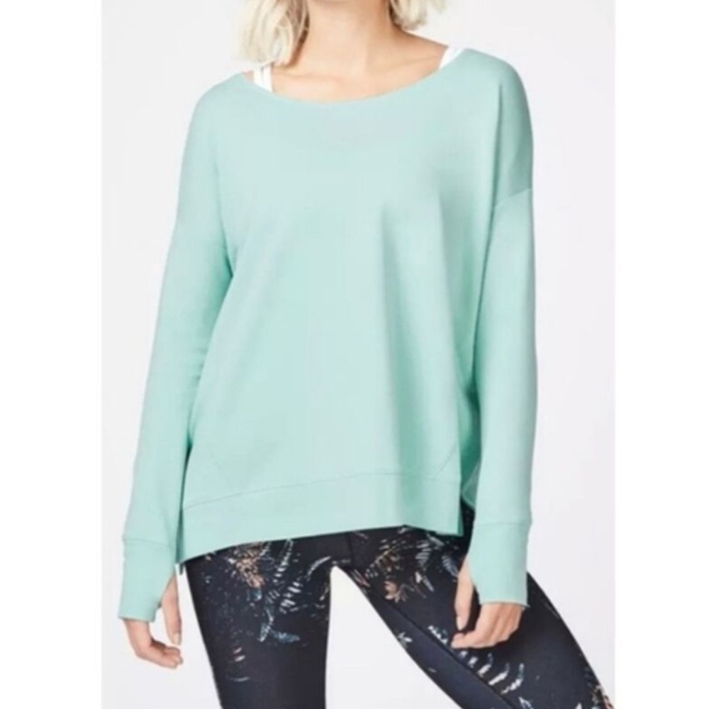 Sweaty Betty Simhasana Sweatshirt Soft Mint Green Long Sleeve Pullover Size XXS